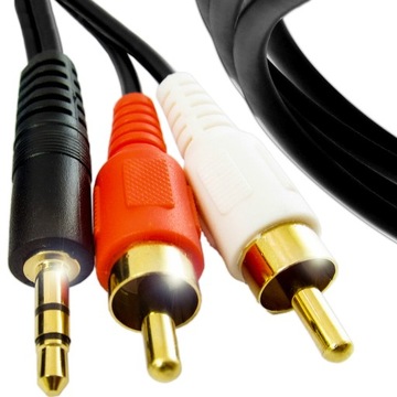 KABEL PRZEWÓD ADAPTER AUDIO 2x RCA MINI JACK 3.5MM CINCH STEREO 1,3M