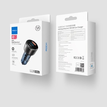 АВТОМОБИЛЬНОЕ ЗАРЯДНОЕ УСТРОЙСТВО ROCK H16 USB USB-C PD ПОДАЧА ПИТАНИЯ QC 72 Вт