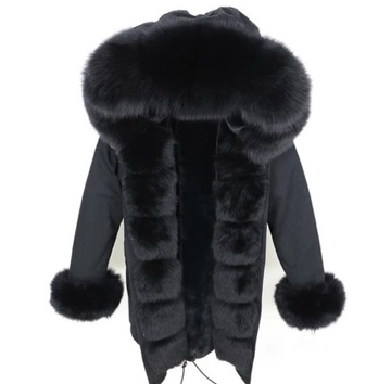 Ciepła Kurtka Parka Futro naturalne z Lisa 42 XL