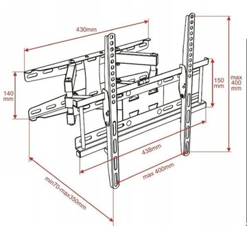 УНИВЕРСАЛЬНАЯ ВРАЩАЮЩАЯСЯ ПОДВЕСКА ДЛЯ ТЕЛЕВИЗОРА КРЕПЛЕНИЕ ДЛЯ ТЕЛЕВИЗОРА 50 55 60 63 дюйма 50 кг