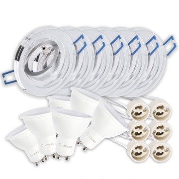 6x Oprawa halogenowa SZKLANA ruchoma + LED GU10 6W
