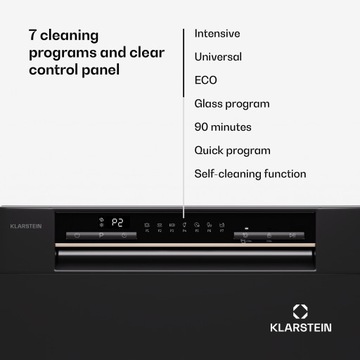 ОТДЕЛЬНОСТОЯЩАЯ ПОСУДОМОЕЧНАЯ МАШИНА KLARSTEIN 7 ПРОГРАММ 8 КОМПЛЕКТОВ 55 СМ ТИХАЯ ЧЕРНАЯ