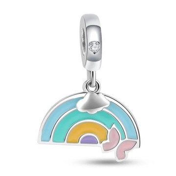Charms Srebro 925 Zawieszka Tęcza Chmura Motyl