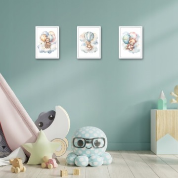 КАРТИНЫ ДЛЯ ДЕТСКИХ КОМНАТ ПОСТЕРЫ A3 ЖИВОТНЫЕ ПЛЮШЕВЫЕ МИШКИ НАБОР ПОСТЕРОВ