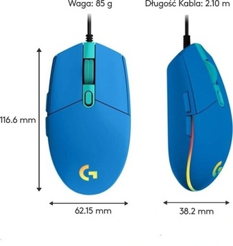 Mysz Logitech G102 Lightsync Niebieski