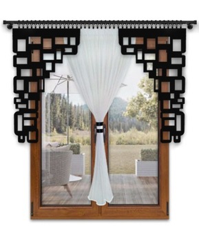 Декоративная ажурная панель для окон, угловой декор, вертикальная черная занавеска