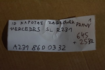 KAPOTÁŽ PODHLAVNÍK PRAVÝ MERCEDES SL R231 1
