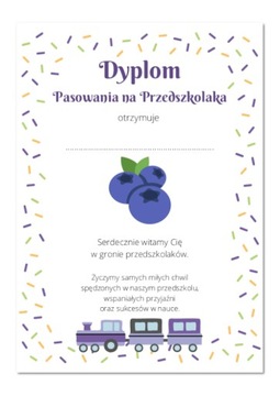 Dyplom A4 PASOWANIE na przedszkolaka JAGÓDKI