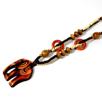 Naszyjniki z wisiorkiem w kształcie słonia Drewniane rękodzieło Długi łańcuszek do swetra dla obu płci