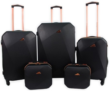 ЭЛЕГАНТНЫЙ НАБОР ДОРОЖНЫХ ЧЕМОДАНОВ 5 В 1 ЛЕГКИЙ ПРОЧНЫЙ 2 ПУТЕВКИ 3 ЧЕМОДАНА