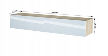 ПОДВЕСНОЙ ШКАФ ПОД ТЕЛЕВИЗОР 200 СМ ГЛЯНЕЦ, РАЗНЫЕ ЦВЕТА!