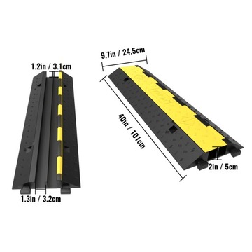 Кабельная рампа VEVOR, 5 шт., 2 канала, черный + желтый кабельный мост, 100 см