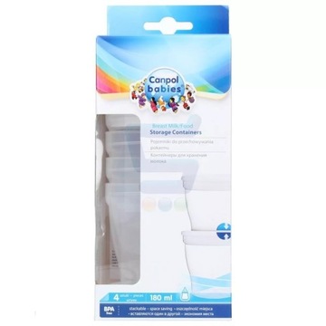 Canpol 4 Pojemniki do przechowywania pokarmu 180ml