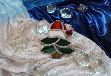 Витражная ёлка, кулон, ёлка, Тиффани