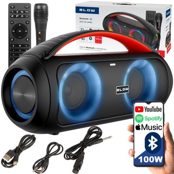 MOCNY GŁOŚNIK BLUETOOTH PRZENOŚNY BOOMBOX MIKROFON PILOT USB SD FM KARAOKE