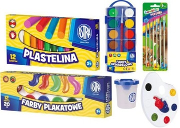 ZESTAW WYPRAWKA FARBY 12 PLASTELINA ASTRA 6 EL