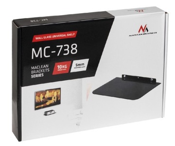 PÓŁKA POD DVD MACLEAN, POJEDYNCZA, MAX. 10KG, SZKL