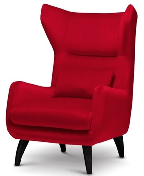 FOTEL USZAK WYSOKI WELUR CZERWONY ODETTO 2 NOGA CZARNA MAGIC VELVET 2231
