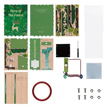 Tonecheer Składany Drewniany Model 3D LED - Book Nook Historia Lasu