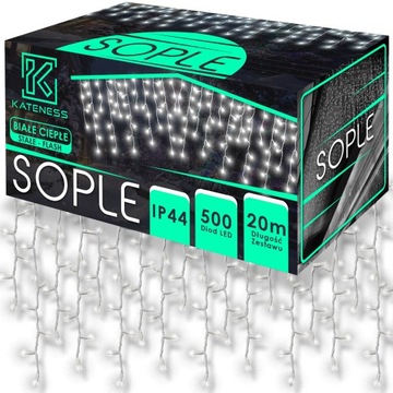 LAMPKI CHOINKOWE SOPLE ZEWNĘTRZNE 500 LED 20M ŚWIATEŁKA ŚWIĄTECZNE + FLASH