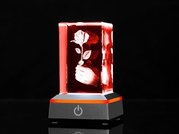 Подарок на день рождения 1-99 лет 3D РОЗА + светодиодная ГРАВИРОВКА + КАБЕЛЬ