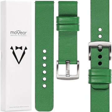 Pasek 18mm do zegarka premium elegancki handmade Zielony MOVEAR