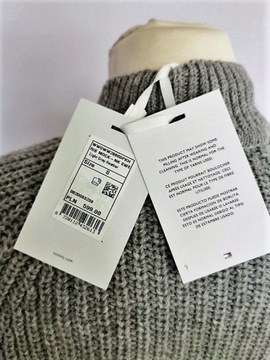 SWETER Tommy Hilfiger PÓŁGOLF DAMSKI RIBMOCKGREY S