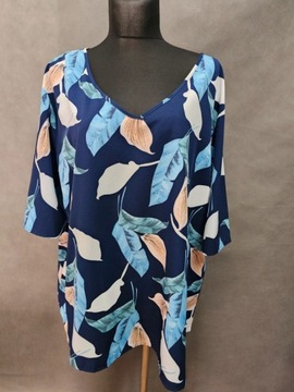 Shein bluzka granatowa liście w serek maxi 52