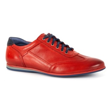 Buty męskie skórzane casual KAMPOL SPORT STYLE 64/39 czerwone 42