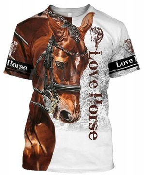 T-SHIRT KRÓTKI RĘKAW KOSZULKA MĘSKA 3D KOŃ L