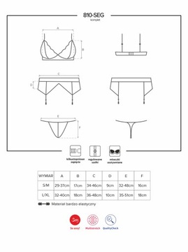 Biustonosz pas stringi sex komplet 810-SEG-2 S/M
