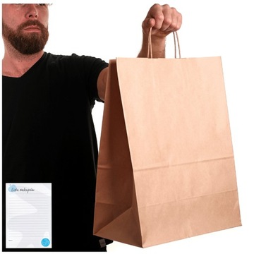TORBY PAPIEROWE SZARE torba papierowa eko a3 DUŻA TOREBKI 35x18x44cm 100szt