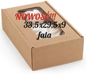Karton fasonowy 33,5cm x 29,5 cm x 9 cm świąteczny fala z okienkiem duży