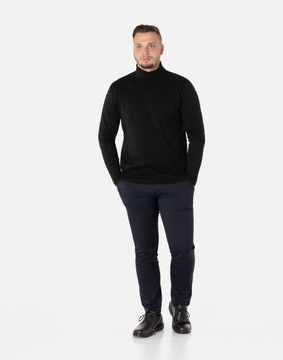 Elegancki Golf Cienki Sweter Męski 100% Bawełniany Półgolf 5347-1 XL czarny