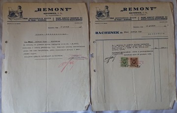 FIRMA REMONT KATOWICE. 2 DOKUMENTY. 1931.