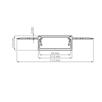Строительный профиль LED XL для гипсокартона, прямой 2м