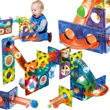 KLOCKI MAGNETYCZNE KONSTRUKCYJNE ŚWIECĄCY TOR 40el
