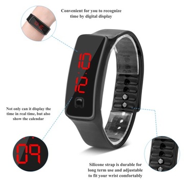 Zegarek Silikonowy LED Sportowy Zegarek Cyfrowy