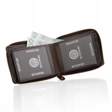 Skórzany portfel męski BETLEWSKI na suwak RFID