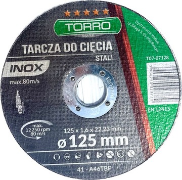 Tarcza do cięcia stali Torro ⌀125x1,6x22,23mm