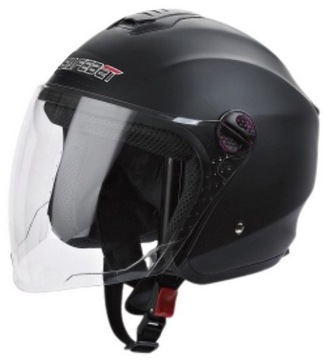 KASK MOTOCYKLOWY OTWARTY JET SAFEBET HF-232 FLAT BLACK JAKOŚĆ XL