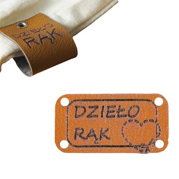 10X HANDMADE SKÓRZANE NASZYWKI METKI RĘKODZIEŁO