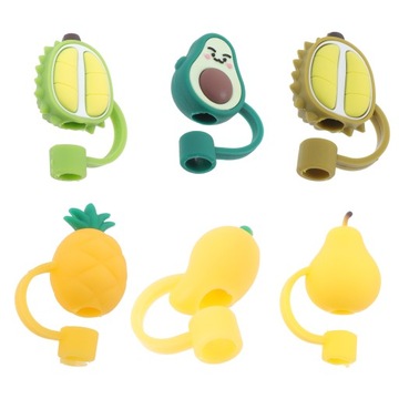 6 SZTUK CARTOON FRUITS SŁOMY OSŁONY Urocza SŁOMA