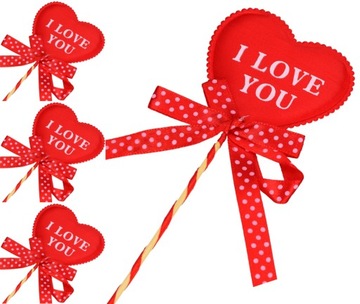 SERCE SERDUSZKA I LOVE YOU NA PIKU WALENTYNKI 4szt