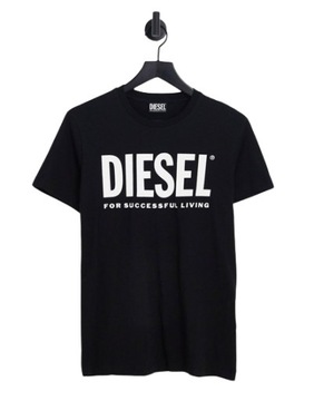 Diesel czarny T-shirt z dużym logo defekt M