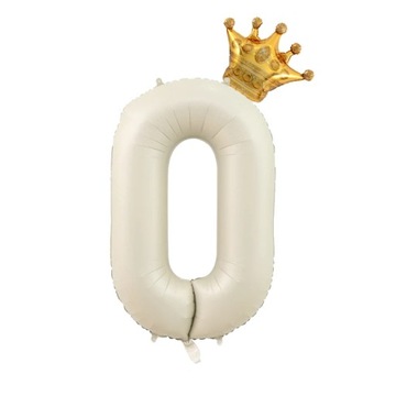 2Pcs Cream Number Balloons with Crown Foil Balloon