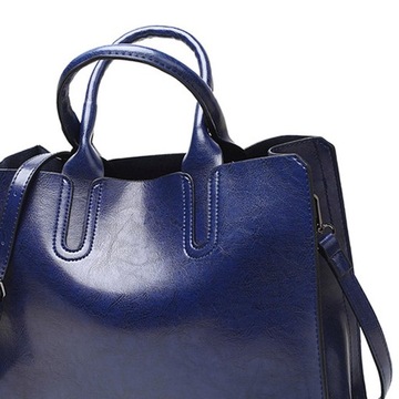 Modna damska skórzana torebka Tote Bag Damska torba na ramię Big Blue