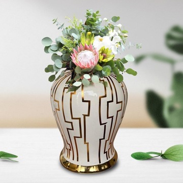 Ceramiczny wazon z imbirowym słojem z pokrywką