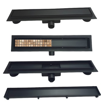 CZARNY ODPŁYW LINIOWY 70 cm NISKI ODWODNIENIE STAL