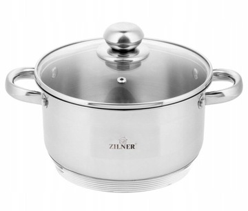 Garnek Stalowy Srebrny 4.5L/22CM Grube Dno ZILNER